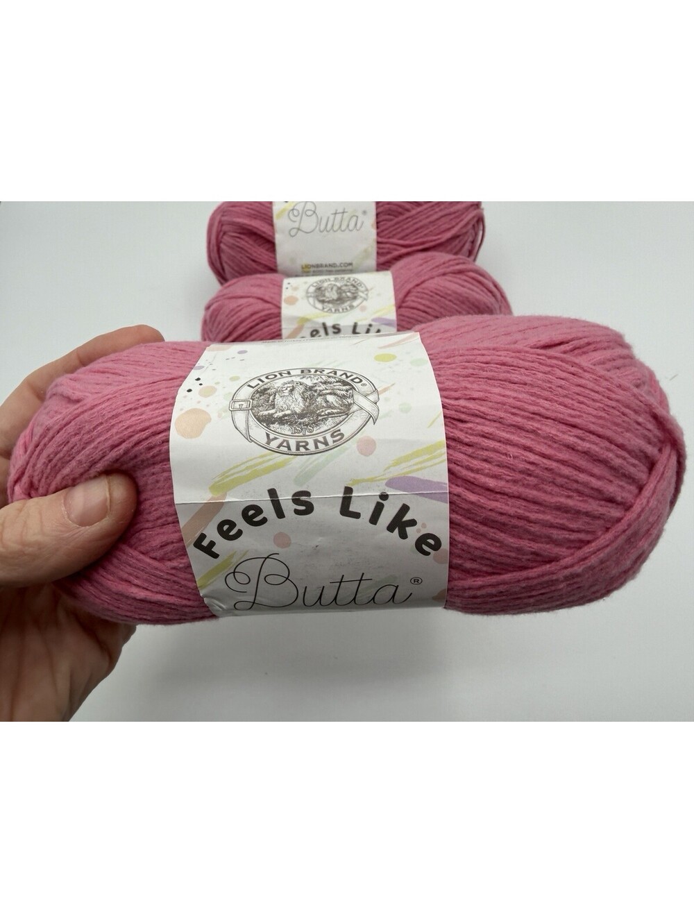 4 Lion Brand Feels Like Butta Yarn Pink Skeins Soft Crochet Knitting Baby